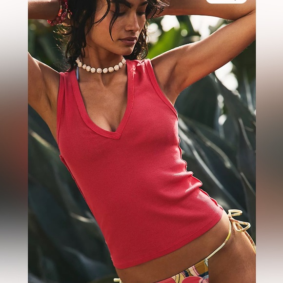 We The Free Tops - NEW- We The Free - Neria Tart Berry V-Neck Tank Top